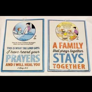 2 Family Circus Metal Signs Prayers Children
